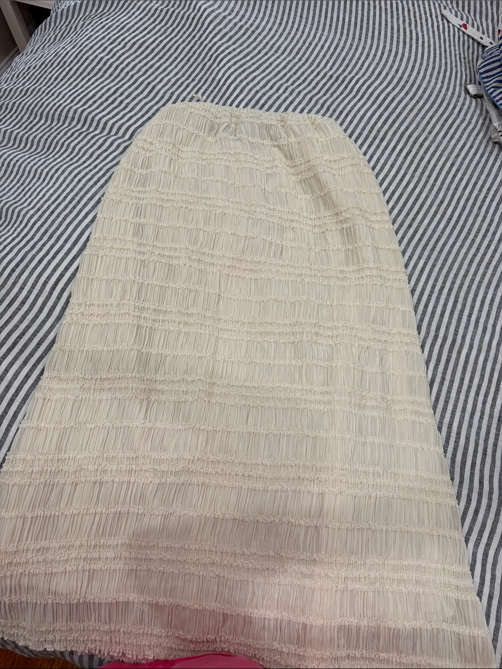 Women's Cream Pleated Maxi Skirt